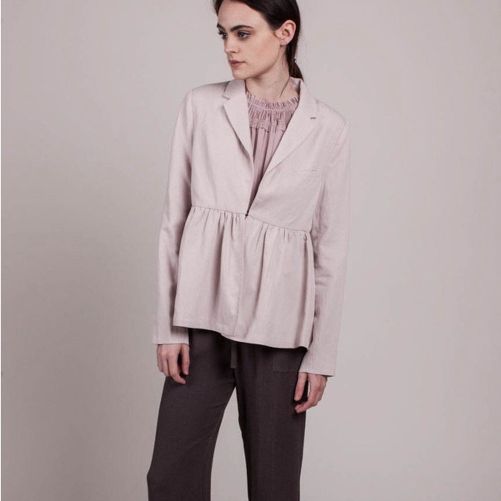 Ulla Johnson Lavender Amadie Peplum Ruffled Twill Hook Closure Blazer